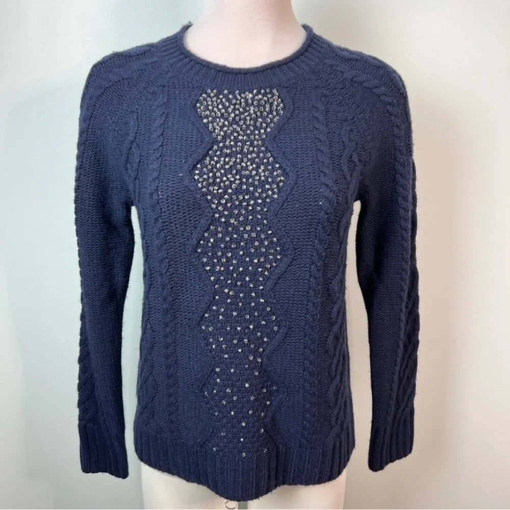 J. Crew Dark Blue Sweater with Bead Accents